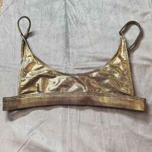 Minimale Animale Bikini Top Womens M Gold Shimmer Metallic Bralette Swim USA